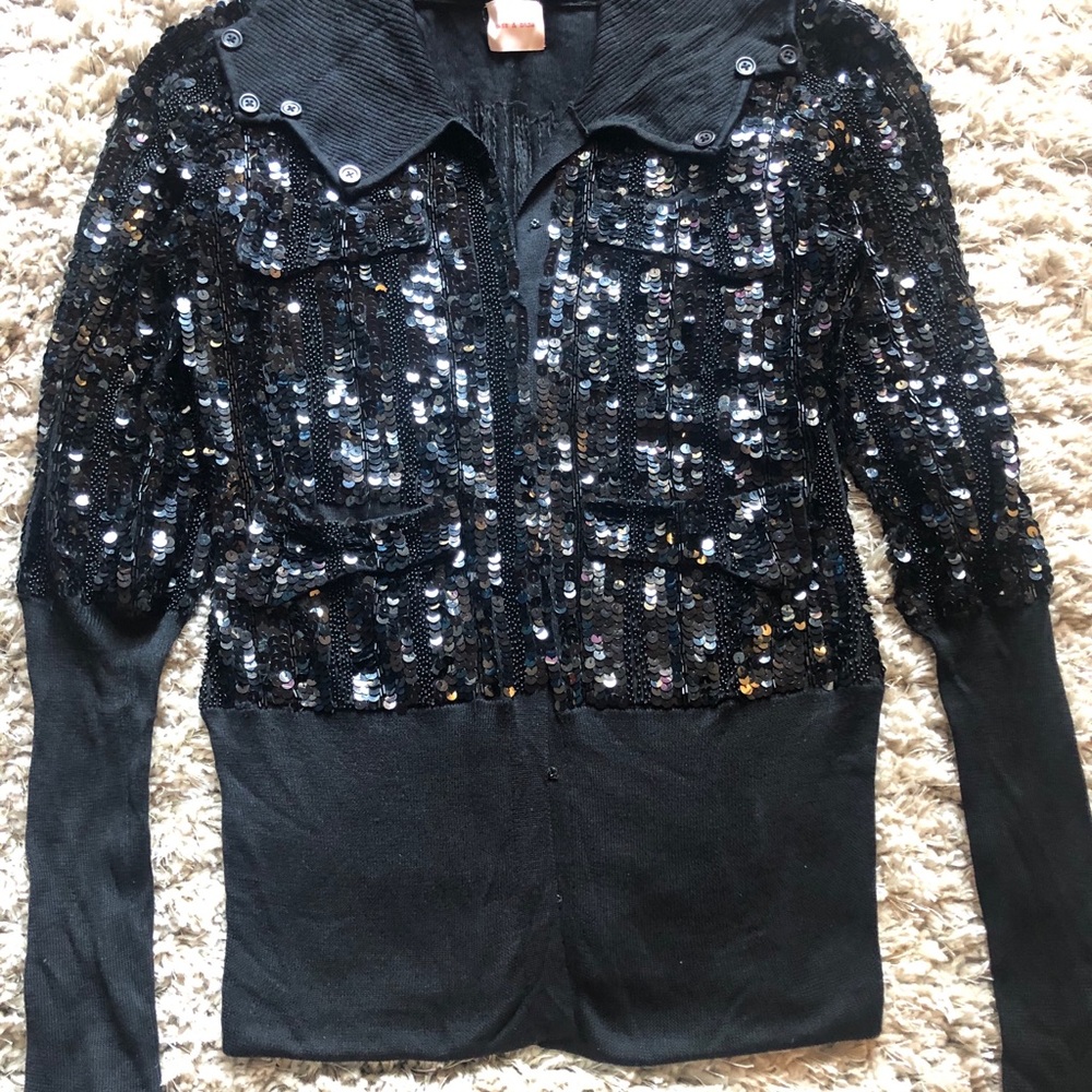 sass & bide Knitted Jacket w/ sequins & beading